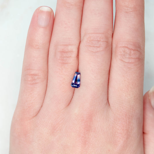 1.12 Carat Bicolor Purple and Blue Trapezoid Sapphire for Custom Work - Inventory Code PBTS112 - Midwinter Co. Alternative Bridal Rings and Modern Fine Jewelry