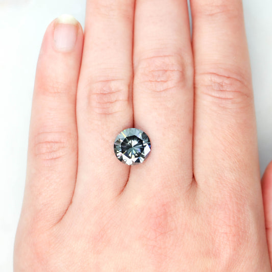 3.80 Carat Round Gray Moissanite for Custom Work - Inventory Code RGM380 - Midwinter Co. Alternative Bridal Rings and Modern Fine Jewelry