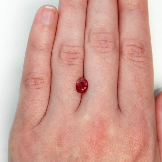 1.21 Carat Ruby Red Oval Sapphire for Custom Work - Inventory Code ROS121 - Midwinter Co. Alternative Bridal Rings and Modern Fine Jewelry