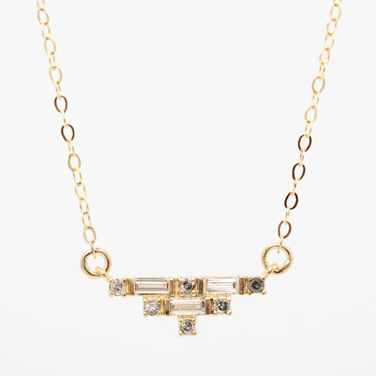 Rashida Necklace with Gray Toned Celestial Diamonds and White Baguette Diamonds - Ready to Ship - Midwinter Co. Alternative Bridal Rings and Modern Fine Jewelry