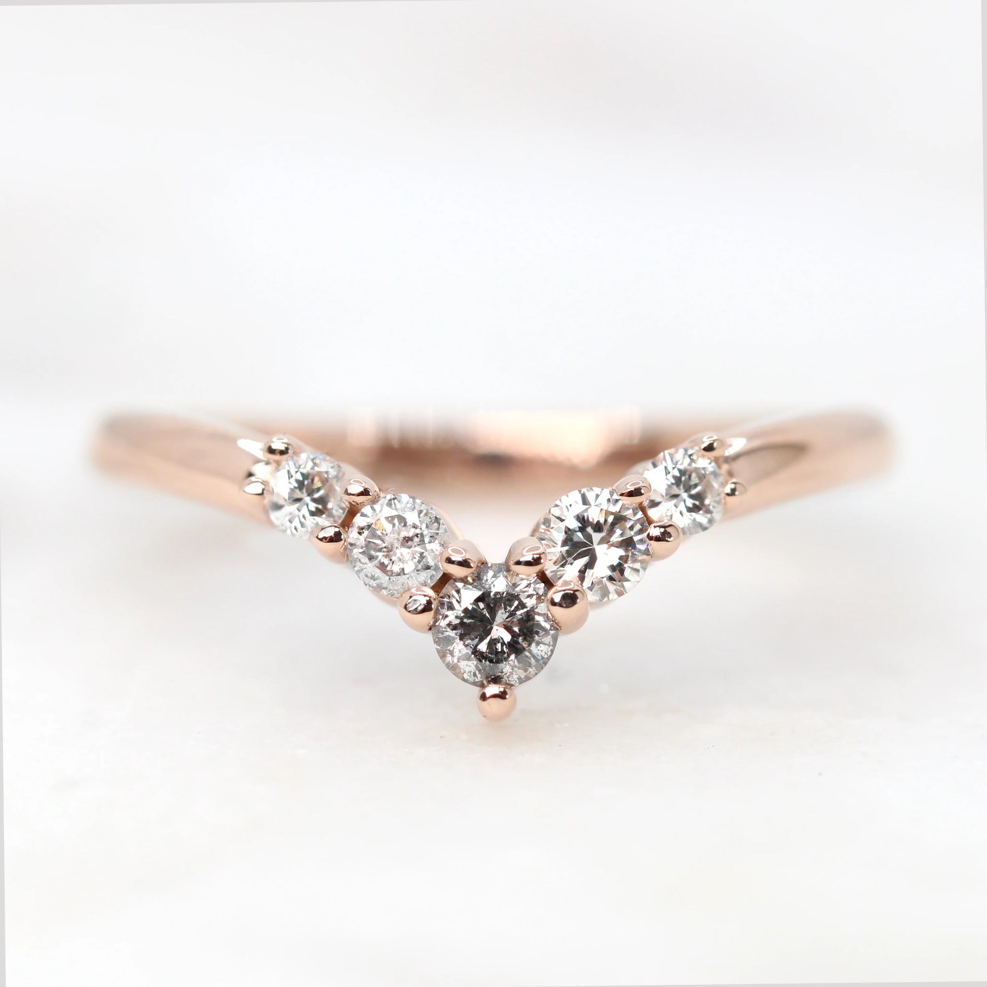 Rhiannon - Contour V-Shape Diamond Band with Gray Diamonds in Your Choice of 14K Gold - Midwinter Co. Alternative Bridal Rings and Modern Fine Jewelry