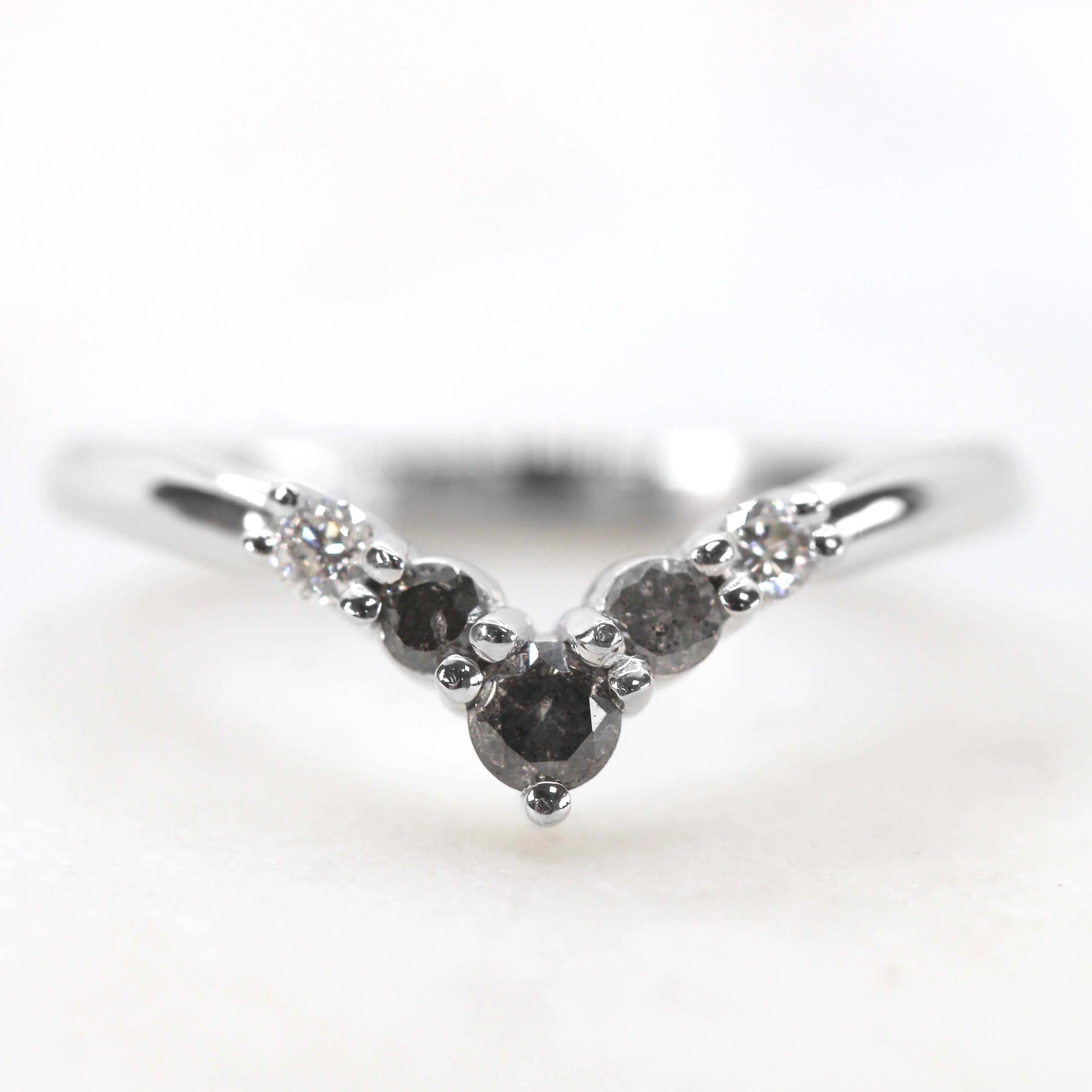 Rhiannon - Contour V-Shape Diamond Band with Gray Diamonds in Your Choice of 14K Gold - Midwinter Co. Alternative Bridal Rings and Modern Fine Jewelry