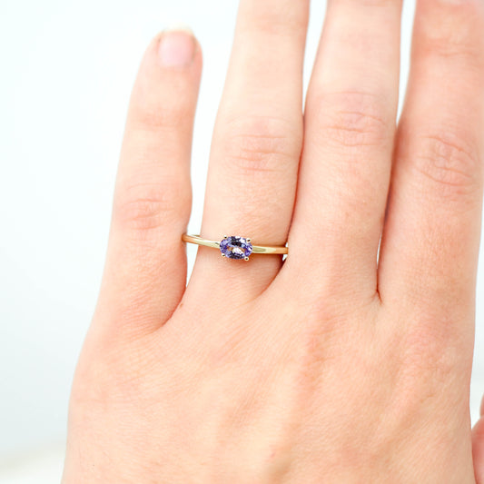 Ruthie Ring with a 0.44 Carat Oval Tanzanite in 14k Yellow Gold - Ready to Size and Ship - Midwinter Co. Alternative Bridal Rings and Modern Fine Jewelry