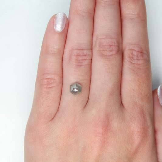 1.28 Carat Gray Hexagon Salt and Pepper Diamond for Custom Work - Inventory Code SGH128 - Midwinter Co. Alternative Bridal Rings and Modern Fine Jewelry