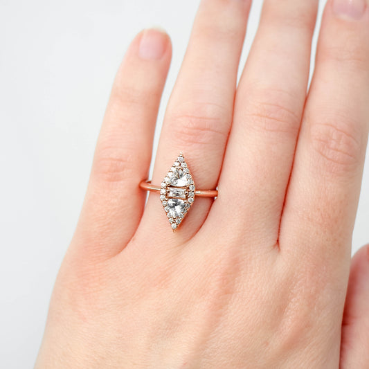 Valentina Ring with White Sapphires and Moissanite + Diamond Accents in 10k Rose Gold - Ready to Size and Ship - Midwinter Co. Alternative Bridal Rings and Modern Fine Jewelry