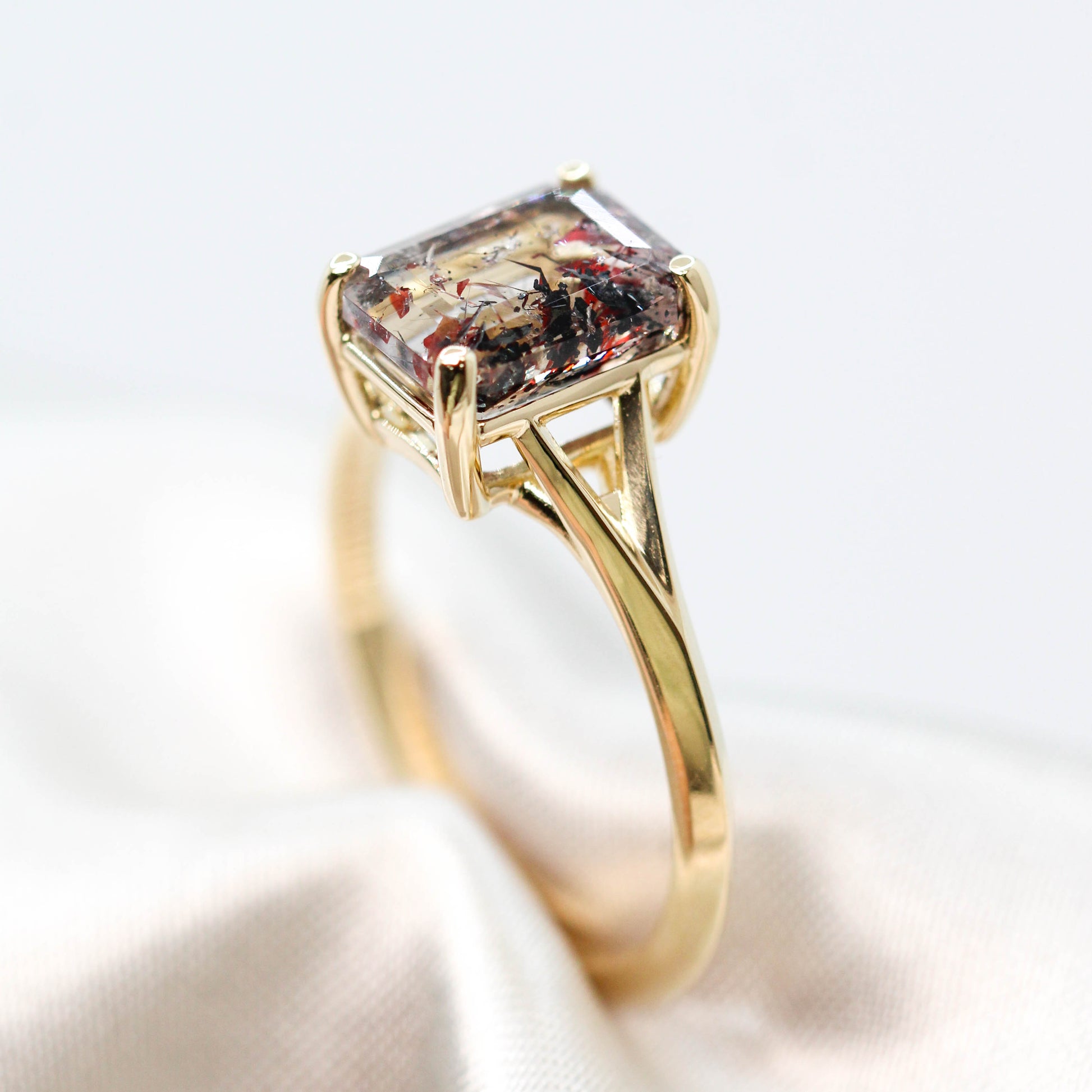 Sylvie Ring with a 2.47 Carat Emerald Cut Melody Quartz - Ready to Size and Ship - Midwinter Co. Alternative Bridal Rings and Modern Fine Jewelry