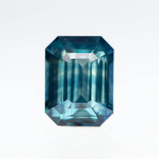 3.03 Carat Teal Blue Emerald Cut Sapphire for Custom Work - Inventory Code TBES303 - Midwinter Co. Alternative Bridal Rings and Modern Fine Jewelry