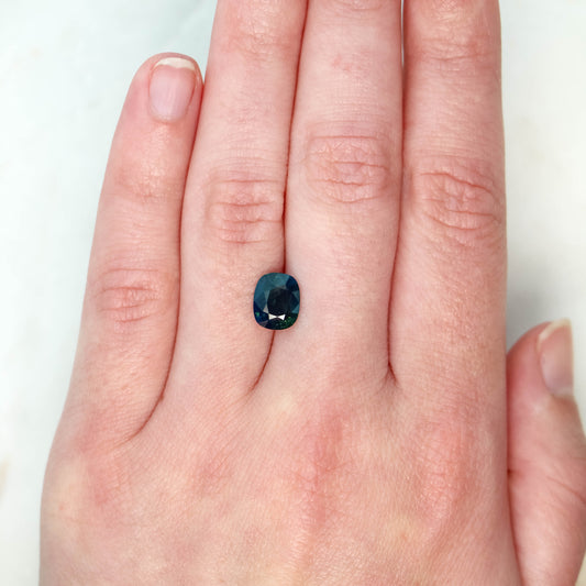 2.21 Carat Antique Cushion Cut Teal Sapphire for Custom Work - Inventory Code TCS221 - Midwinter Co. Alternative Bridal Rings and Modern Fine Jewelry