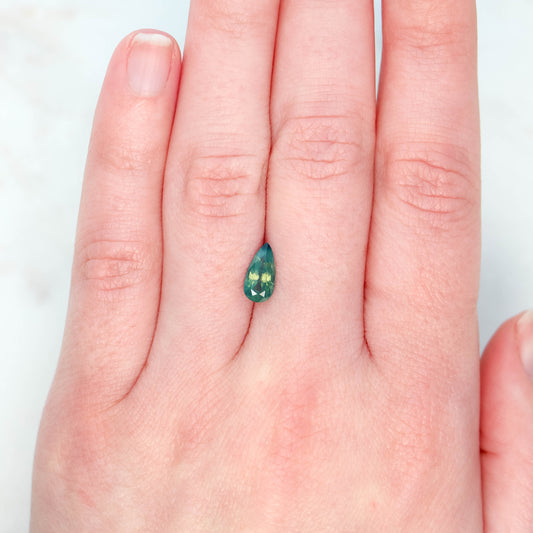 1.32 Carat Teal Elongated Pear Sapphire for Custom Work - Inventory Code TEPS132 - Midwinter Co. Alternative Bridal Rings and Modern Fine Jewelry