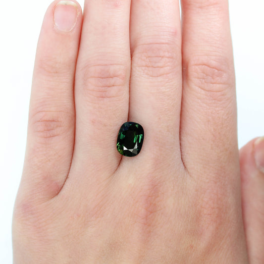 3.16 Carat Green Elongated Cushion Cut Sapphire for Custom Work - Inventory Code TGCS316 - Midwinter Co. Alternative Bridal Rings and Modern Fine Jewelry