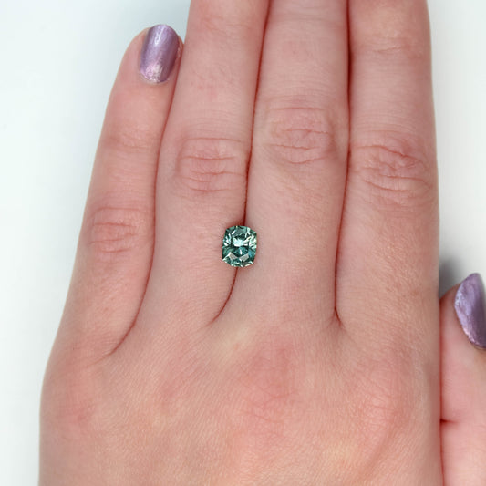 1.65 Carat Teal Green Geometric Montana Sapphire for Custom Work - Inventory Code TGGS165