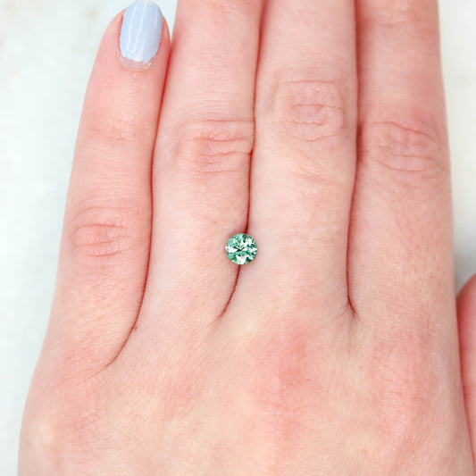 0.72 Carat Round Teal Green Montana Sapphire for Custom Work - Inventory Code TGRS072 - Midwinter Co. Alternative Bridal Rings and Modern Fine Jewelry
