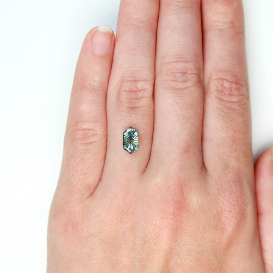 1.42 Carat Teal Fantasy Cut Hexagon Montana Sapphire for Custom Work - Inventory Code THS142 - Midwinter Co. Alternative Bridal Rings and Modern Fine Jewelry