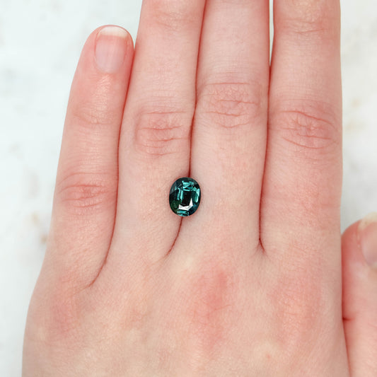 2.16 Carat Teal Blue Oval Sapphire for Custom Work - Inventory Code TOS216 - Midwinter Co. Alternative Bridal Rings and Modern Fine Jewelry
