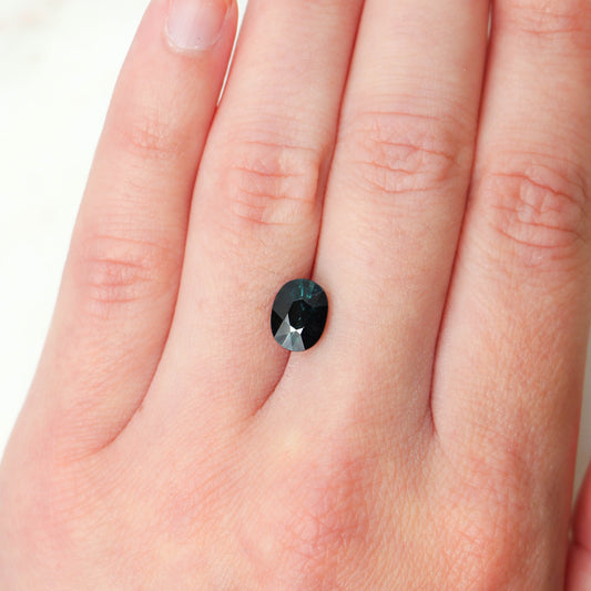 1.89 Carat Teal Oval Tourmaline for Custom Work - Inventory Code TOT189 - Midwinter Co. Alternative Bridal Rings and Modern Fine Jewelry