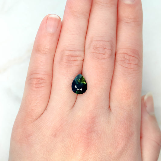 4.26 Carat Dark Teal Pear Sapphire for Custom Work - Inventory Code TPS426 - Midwinter Co. Alternative Bridal Rings and Modern Fine Jewelry