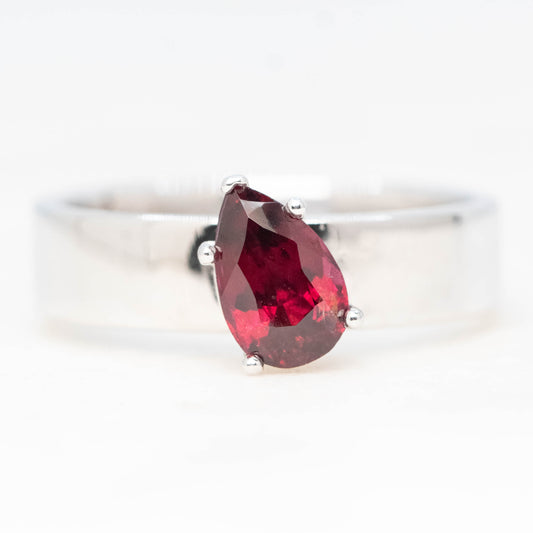 Taryn Ring with a 1.50 Carat Pear Garnet in 14k White Gold - Ready to Size and Ship - Midwinter Co. Alternative Bridal Rings and Modern Fine Jewelry