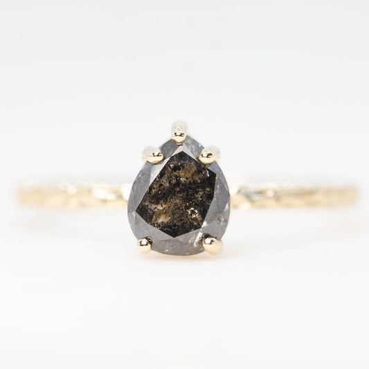 Tinker Ring with a 1.54 Carat Dark and Clear Pear Diamond in 14k Yellow Gold - Ready to Size and Ship - Midwinter Co. Alternative Bridal Rings and Modern Fine Jewelry