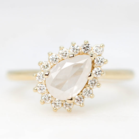 Velma Ring with a 1.30 Carat Misty White Pear Diamond and White Diamond Accents in 14k Yellow Gold - Ready to Size and Ship - Midwinter Co. Alternative Bridal Rings and Modern Fine Jewelry