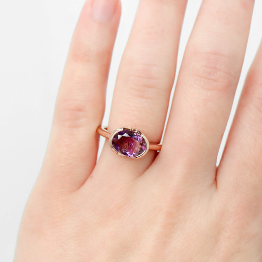 Verbena Ring with a 1.80 Carat Purple Melody Quartz in 14k Rose Gold - Ready to Size and Ship - Midwinter Co. Alternative Bridal Rings and Modern Fine Jewelry