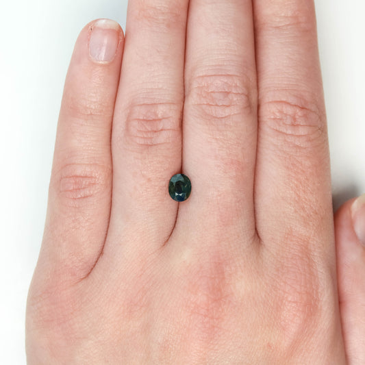 1.05 Carat Warm Teal Oval Sapphire for Custom Work - Inventory Code WTOS105 - Midwinter Co. Alternative Bridal Rings and Modern Fine Jewelry