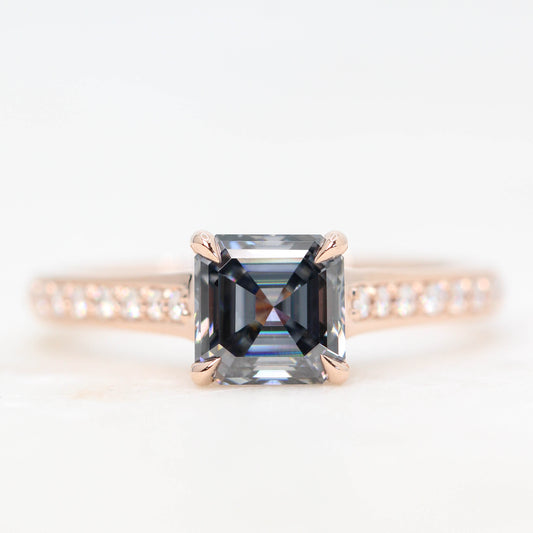 Willemina Ring with an Asscher Cut Gray Moissanite - Made to Order, Choose Your Gold Tone - Midwinter Co. Alternative Bridal Rings and Modern Fine Jewelry