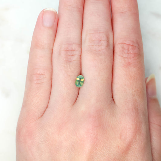 1.00 Carat Golden Teal Oval Sapphire for Custom Work - Inventory Code YGOS100 - Midwinter Co. Alternative Bridal Rings and Modern Fine Jewelry