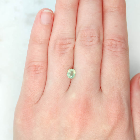 1.03 Carat Light Yellow-Green Oval Sapphire for Custom Work - Inventory Code YGOS103 - Midwinter Co. Alternative Bridal Rings and Modern Fine Jewelry
