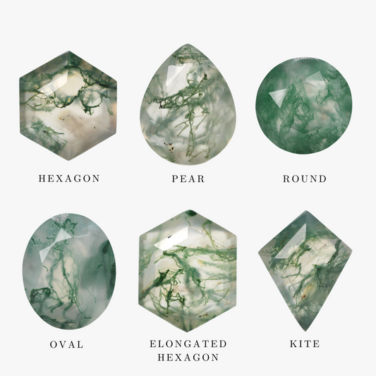 Moss Agate in the Shape of Your Choice for Custom Work - Inventory Code MA200 - Midwinter Co. Alternative Bridal Rings and Modern Fine Jewelry
