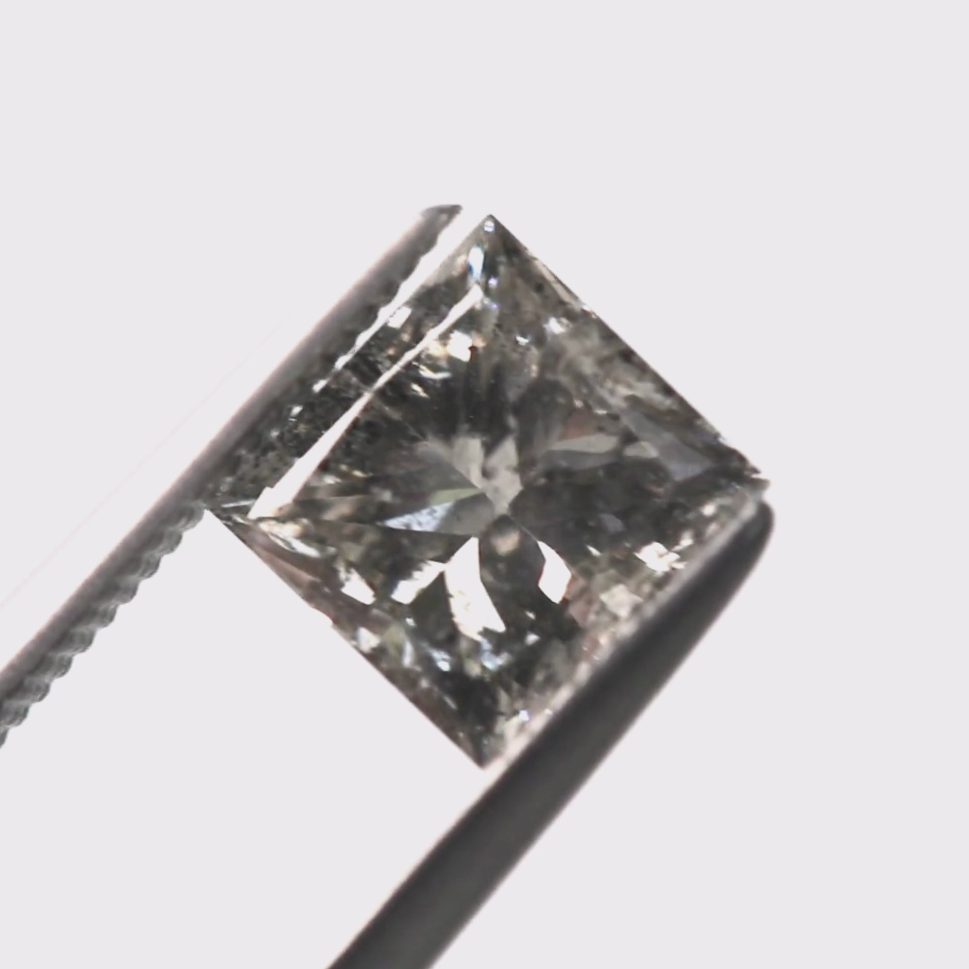 1.55 Carat Bright Champagne Gray Princess Cut Salt and Pepper Diamond for Custom Work - Inventory Code SGPC155