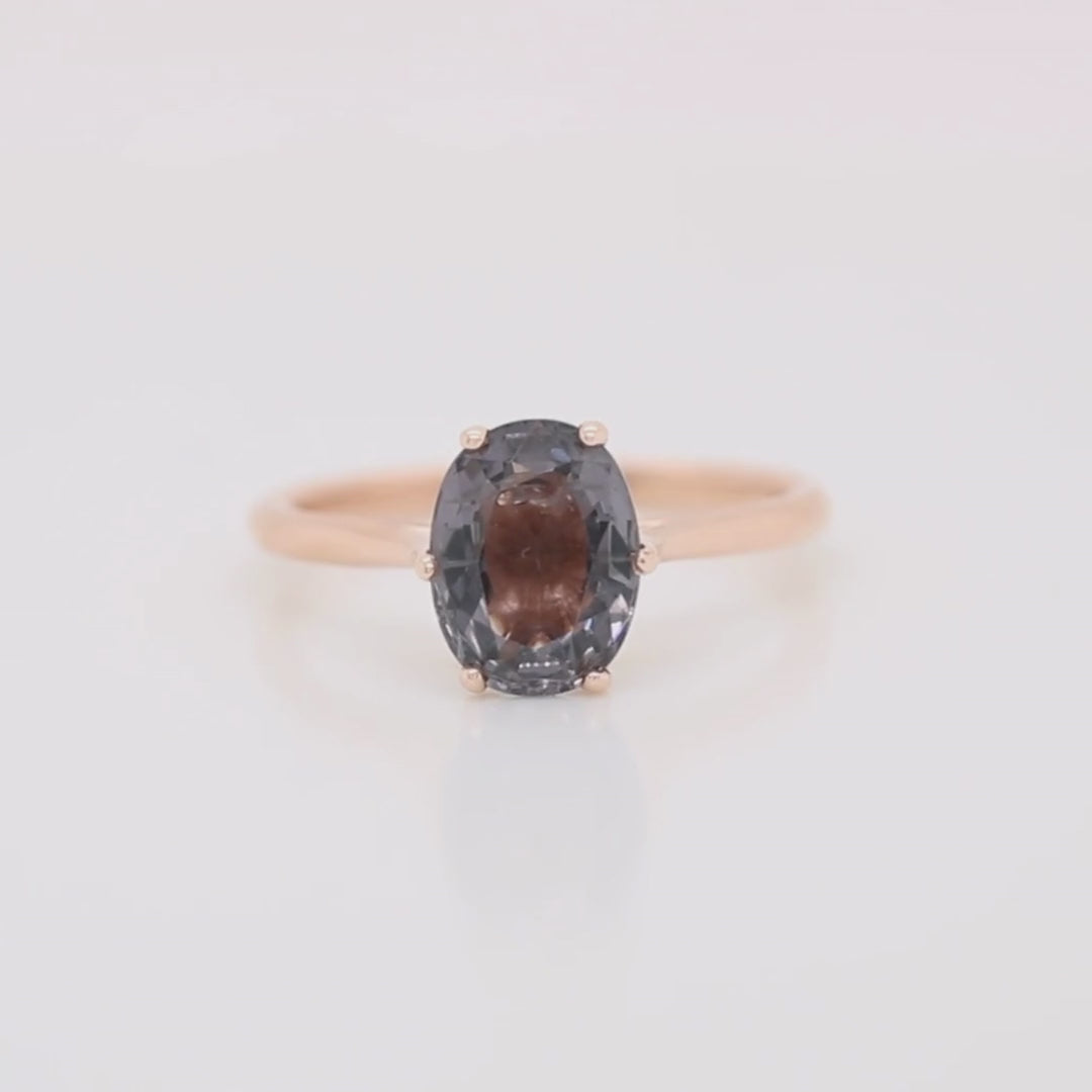 Petal Ring with a 2.45 Carat Purple Oval Spinel in 10k Rose Gold - Ready to Size and Ship