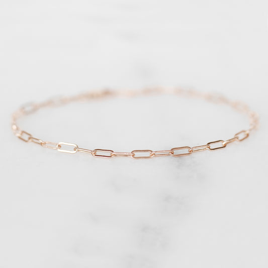 Elongated Chain 14k Solid Gold Bracelet - Made to Order in Your Choice of Gold - Midwinter Co. Alternative Bridal Rings and Modern Fine Jewelry