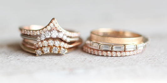 Evary - Custom Designed Curved Diamond Wedding Stacking Band - Made to order - Midwinter Co. Alternative Bridal Rings and Modern Fine Jewelry