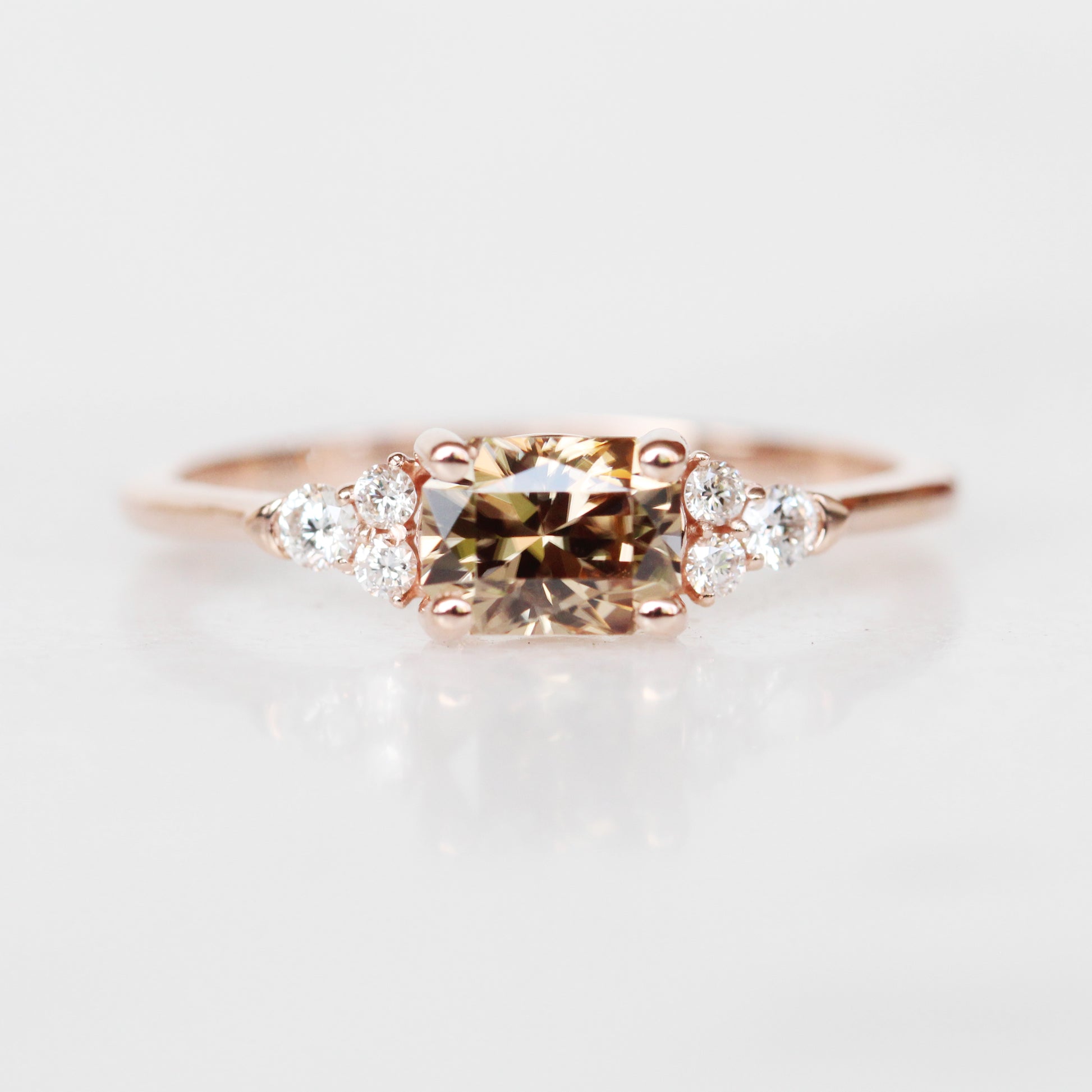 Cadence Ring with 1.13 ct Imperial Zircon and Diamonds in 10k Rose Gold - Ready to Size and Ship - Midwinter Co. Alternative Bridal Rings and Modern Fine Jewelry