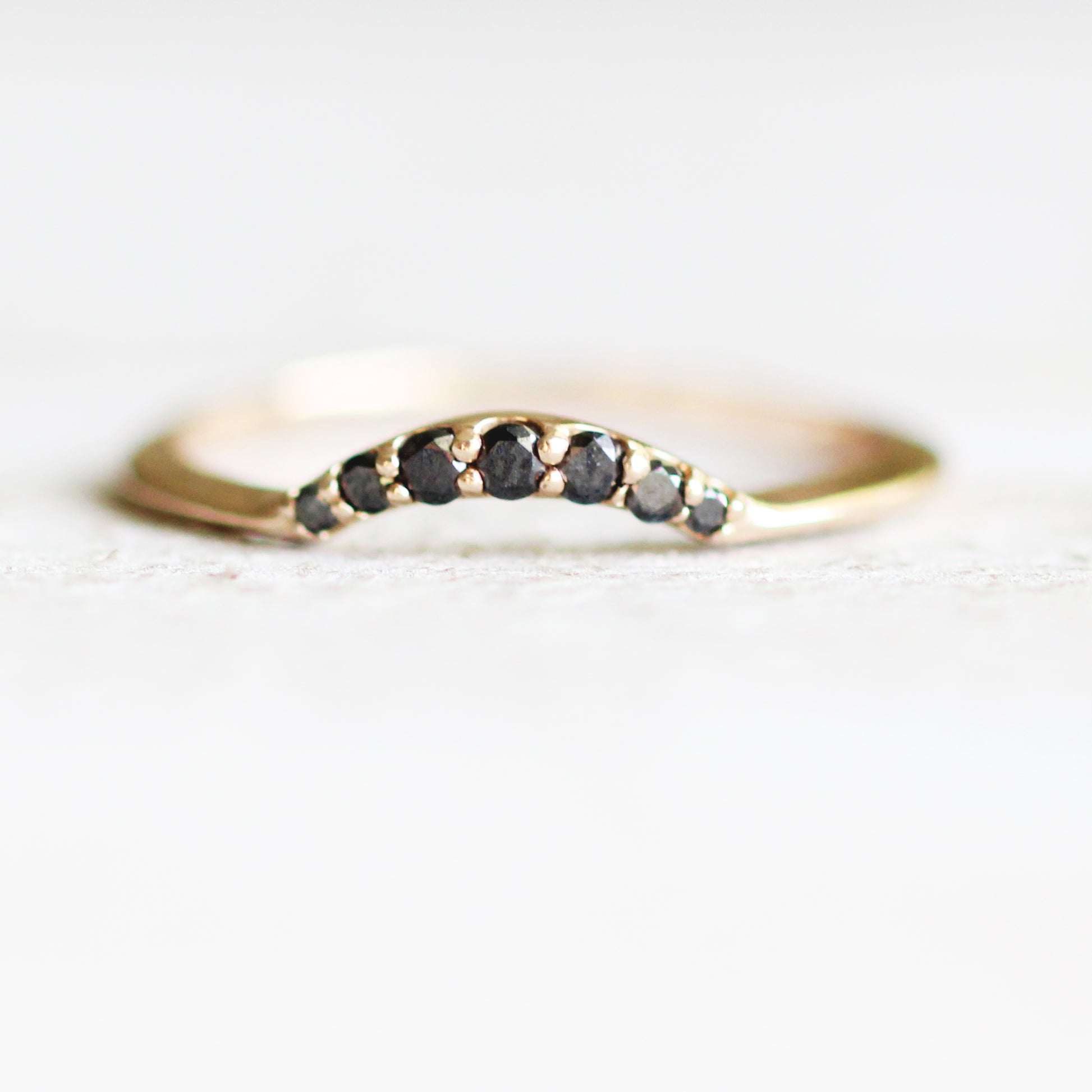 Evary - Custom Designed Curved Diamond Wedding Stacking Band - Made to order - Midwinter Co. Alternative Bridal Rings and Modern Fine Jewelry