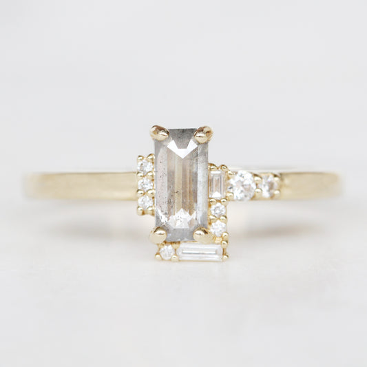 Jacob Ring with a 0.75 Carat Emerald Cut Celestial Diamond and White Diamond Partial Halo in 14k Yellow Gold - Ready to Size and Ship - Midwinter Co. Alternative Bridal Rings and Modern Fine Jewelry