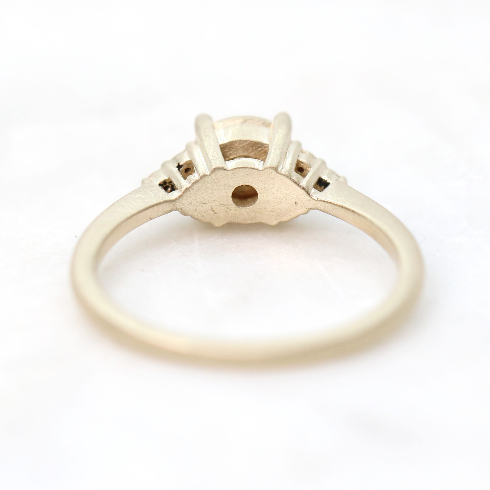 Solid Imogene Ring with 1 Carat Round Gold Stone in your choice of 14k gold - Midwinter Co. Alternative Bridal Rings and Modern Fine Jewelry