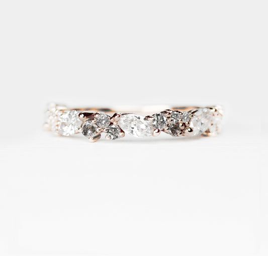 Genevieve Diamond Engagement Ring Band - White + Gray diamonds - Midwinter Co. Alternative Bridal Rings and Modern Fine Jewelry