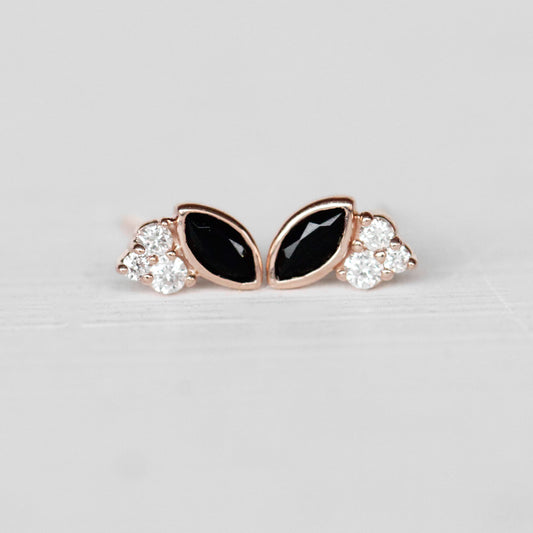 Jolean Earrings with Onyx + Diamonds - 14k Gold - Made to Order - Midwinter Co. Alternative Bridal Rings and Modern Fine Jewelry