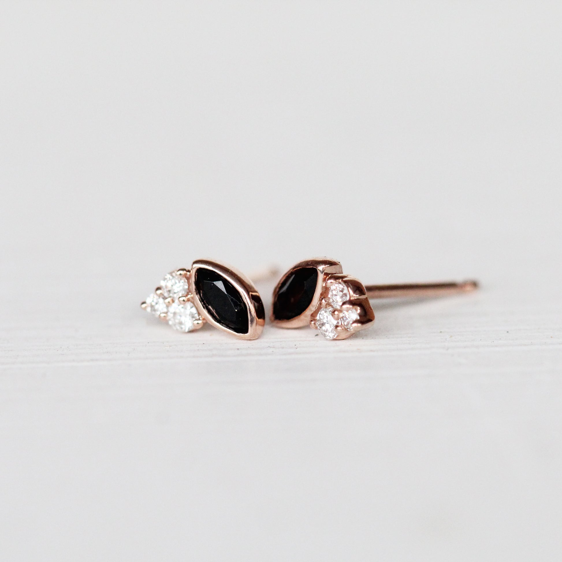 Jolean Earrings with Onyx + Diamonds - 14k Gold - Made to Order - Midwinter Co. Alternative Bridal Rings and Modern Fine Jewelry