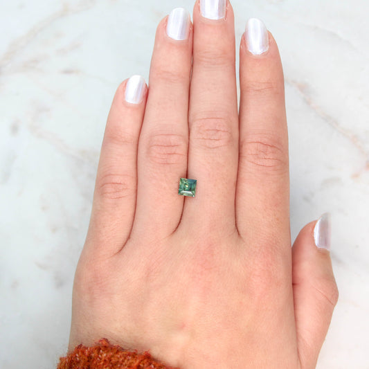1.21 Carat Bicolor Green Princess Cut Sapphire for Custom Work - Inventory Code GPS121 - Midwinter Co. Alternative Bridal Rings and Modern Fine Jewelry