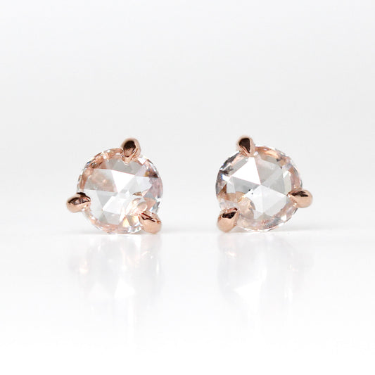 0.25 ct. Rose Cut Diamond Earring Studs in 14K Rose or Yellow Gold - Ready to Ship - Midwinter Co. Alternative Bridal Rings and Modern Fine Jewelry