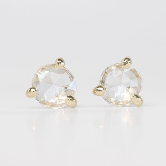 0.25 ct. Rose Cut Diamond Earring Studs in 14K Rose or Yellow Gold - Ready to Ship - Midwinter Co. Alternative Bridal Rings and Modern Fine Jewelry