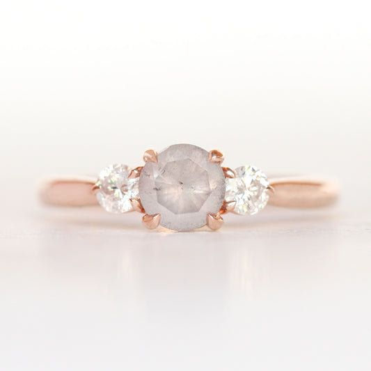 Olive Ring with a 0.88 Carat Misty Gray Diamond with White Diamond Accents in 10k Rose Gold - Ready to Size and Ship - Midwinter Co. Alternative Bridal Rings and Modern Fine Jewelry