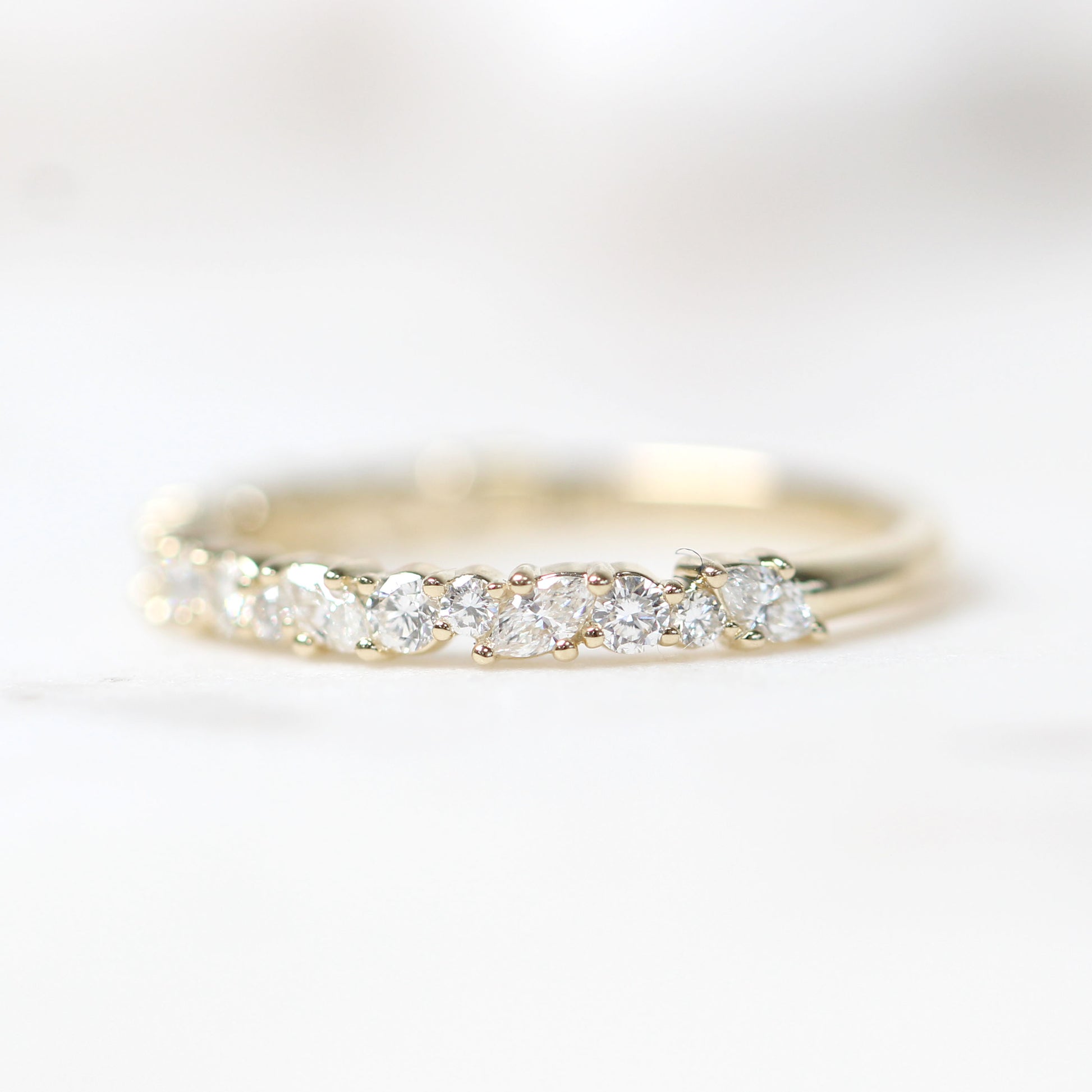 Grayson Diamond Cluster Wedding Stacking Anniversary Band - Midwinter Co. Alternative Bridal Rings and Modern Fine Jewelry