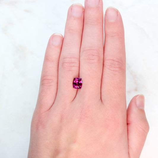2.28 Carat Geometric Fancy Cushion Cut Rhodolite Garnet for Custom Work - Inventory Code FCG228 - Midwinter Co. Alternative Bridal Rings and Modern Fine Jewelry