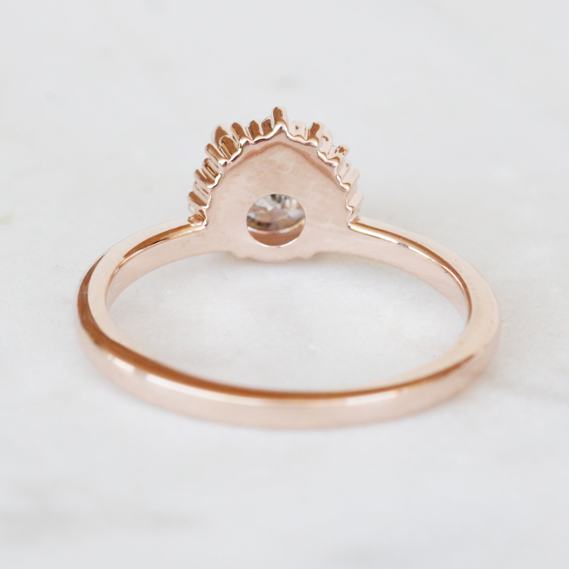 Lonnie Ring with a 1.01 Carat Round Celestial Diamond in 10k Rose Gold - Ready to Size and Ship - Midwinter Co. Alternative Bridal Rings and Modern Fine Jewelry