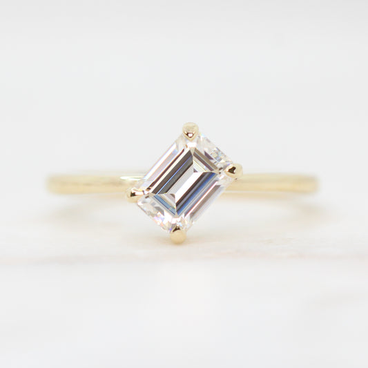 Natalia Ring with a 0.92 Carat White Moissanite in 14k Yellow Gold - Ready to Size and Ship - Midwinter Co. Alternative Bridal Rings and Modern Fine Jewelry