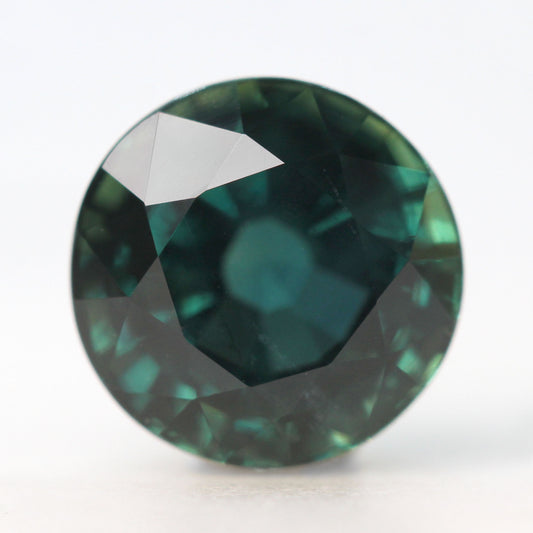 4.87 Carat GIA Certified Round Dark Teal Green Sapphire for Custom Work - Inventory Code RGSAP487 - Midwinter Co. Alternative Bridal Rings and Modern Fine Jewelry