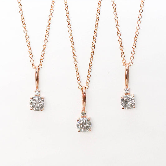 10k Rose Gold Round Celestial Diamond Pendant Necklace - Midwinter Co. Alternative Bridal Rings and Modern Fine Jewelry